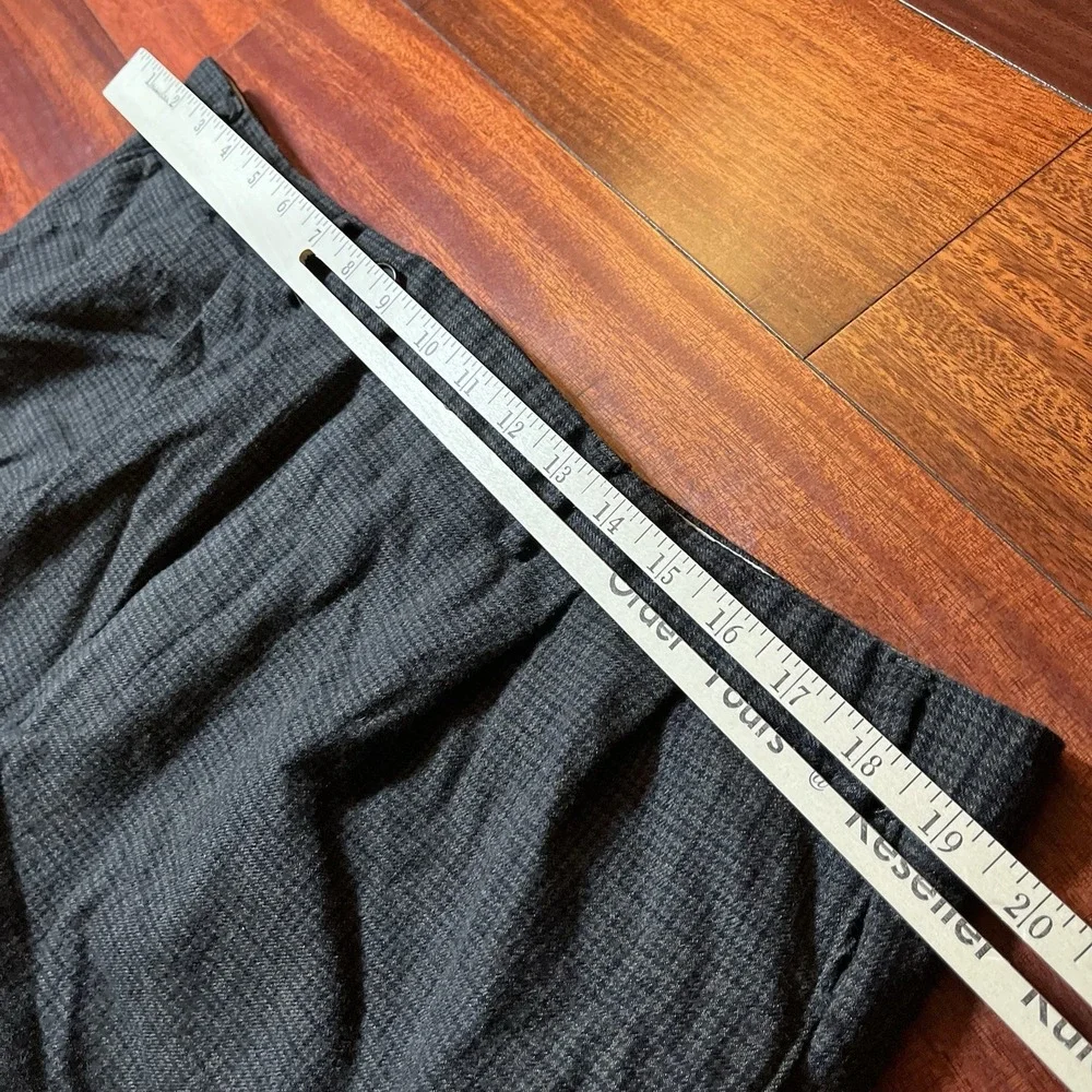 Lauren Ralph Lauren Pants Men 40x32 Gray Wool Plaid Check Preppy Hem Cuffed Logo